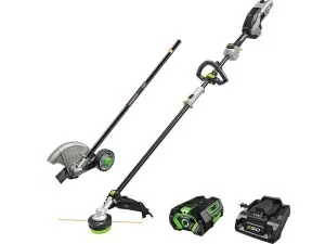 EGO POWER+Multi-Head Combo Kit; 16" Carbon Fiber String Trimmer with POWERLOAD™, Carbon Fiber Edger, and 56V Power Head with 4.0Ah Battery and 320W Charger
